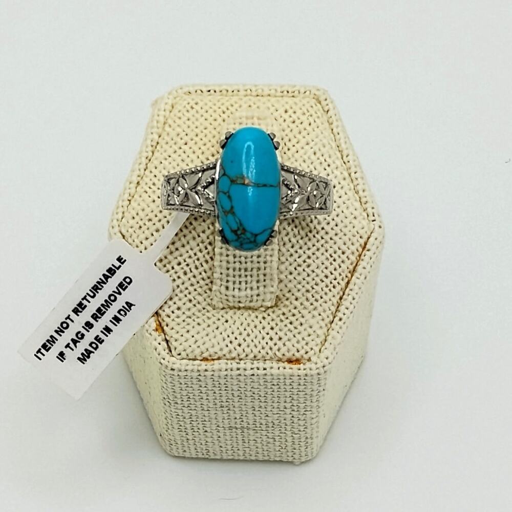 Stainless Steel Turquoise Ring Size 10